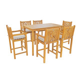 Outdoor 7 - Piece Teak Bistro Set with Cushions