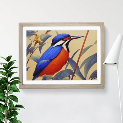 Vintage Art Kingfisher Bird - Framed Print