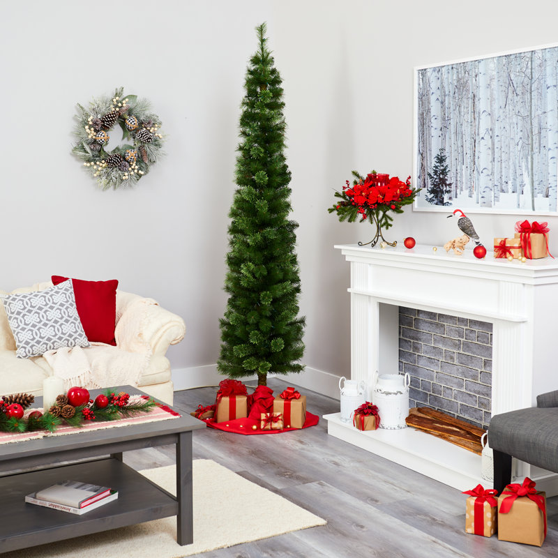 Lighted Artificial Pine Christmas Tree, 7' H