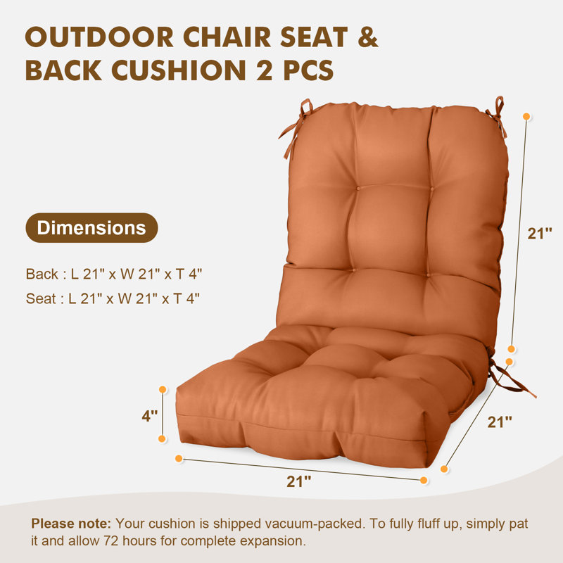Ensemble de 2 coussins de remplacement pour l'extérieur, Orange
