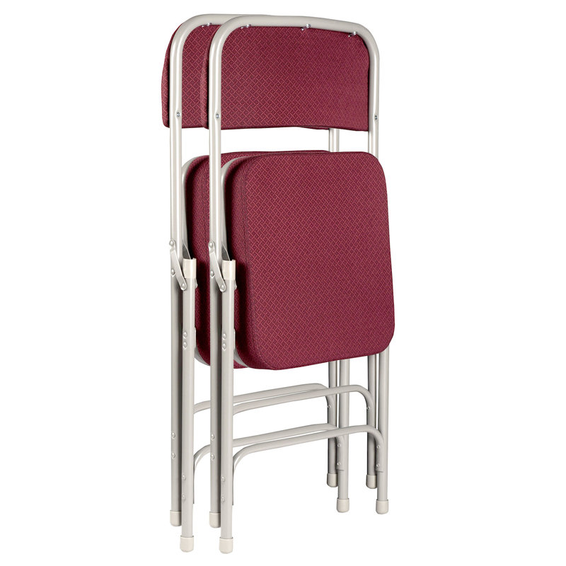 Bernadine Deluxe Fabric Padded Folding Chair, Red/Gray
