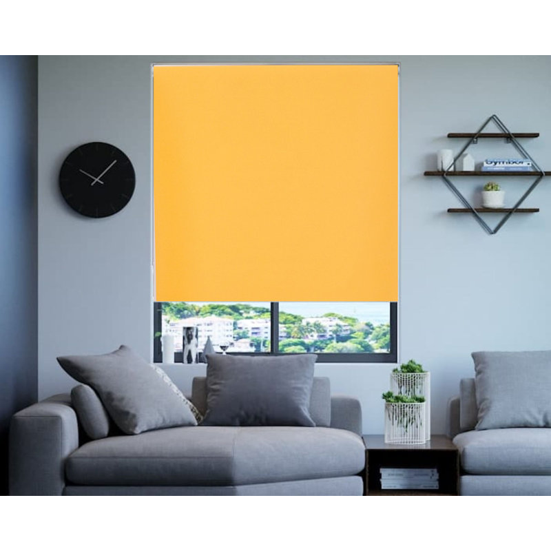 Indoor blackout Trimmable roller blind, 165cm L x 120cm W, Ochre