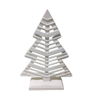 Christmas Tree Figurine - 12X3.5X16.5" - Weathered White