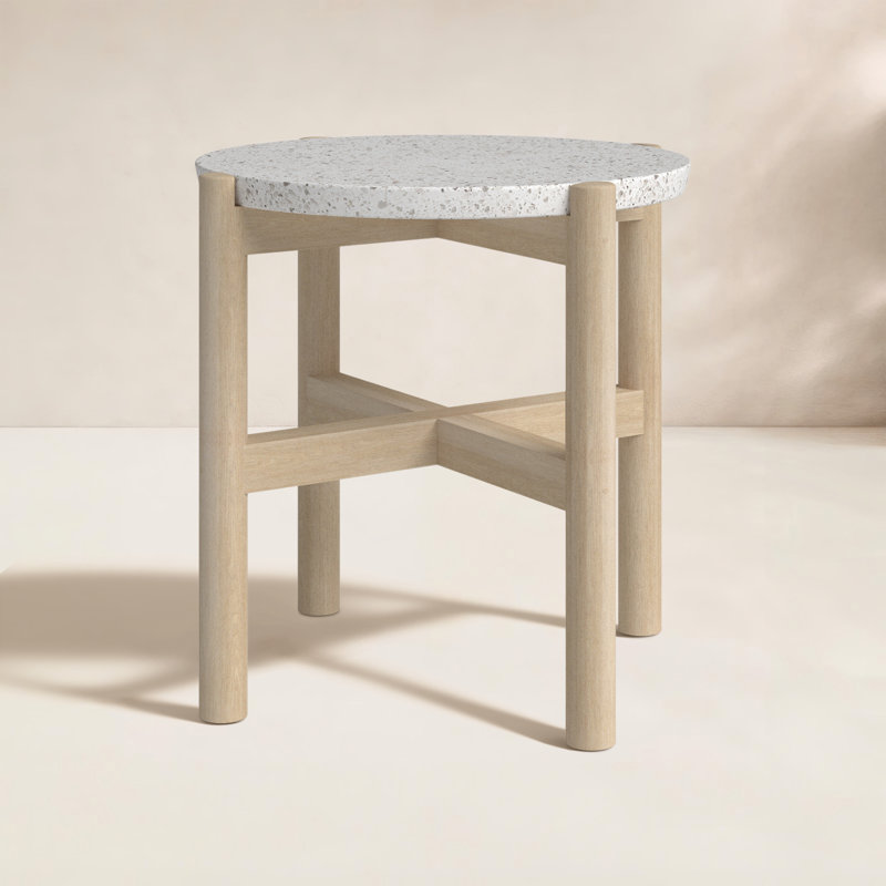Mimi Round Acacia Outdoor Side Table , 20'' in. W 20'' in. D