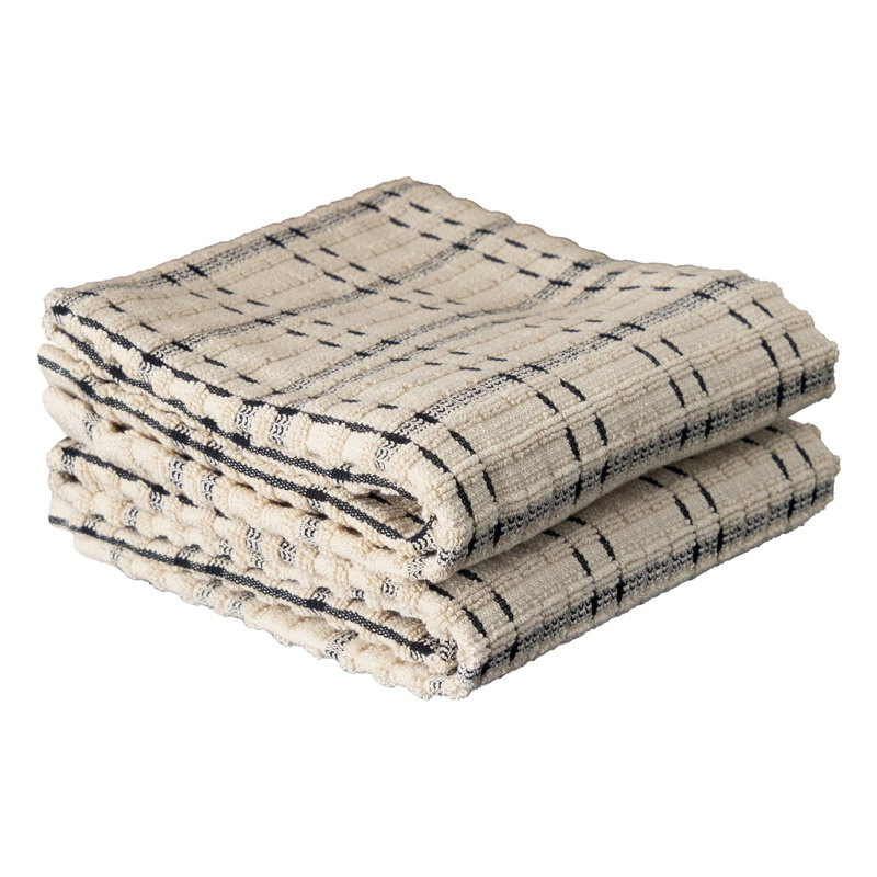 Cotton Plaid Waffle Tea Towel Kitchen Towel, Black