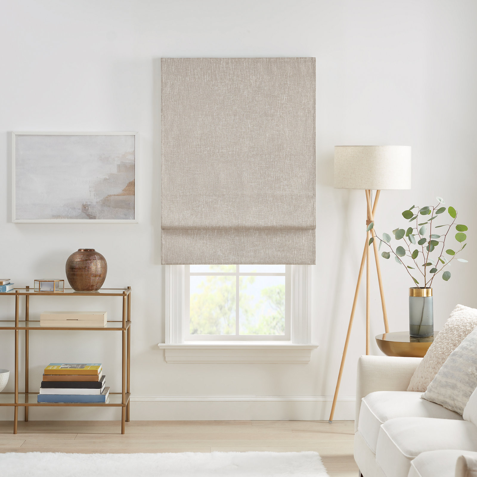 Eclipse Drew Blackout Roman Shade, 35"W x 64"L, Linen
