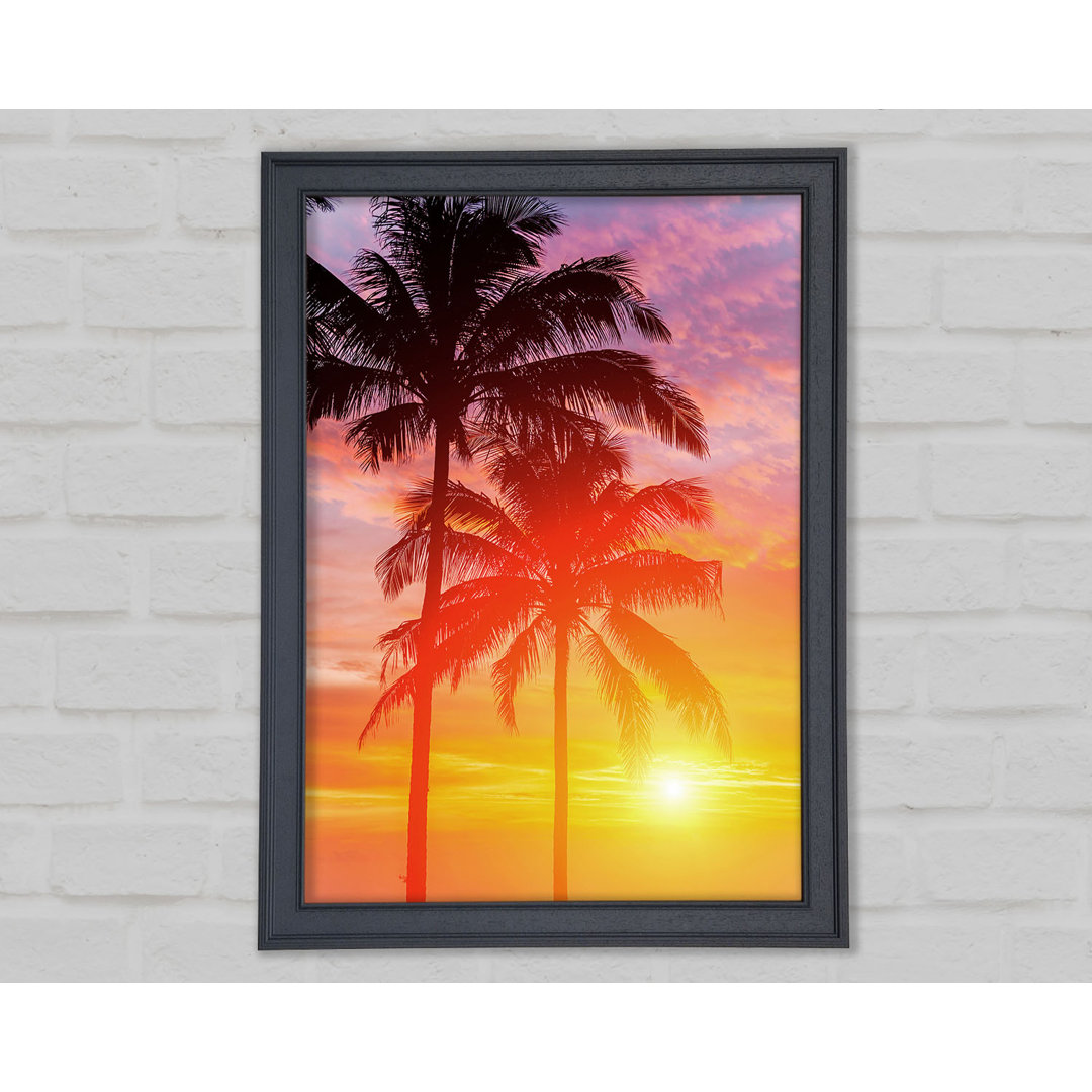 Gerahmtes Wandbild Sunset Palm Trees