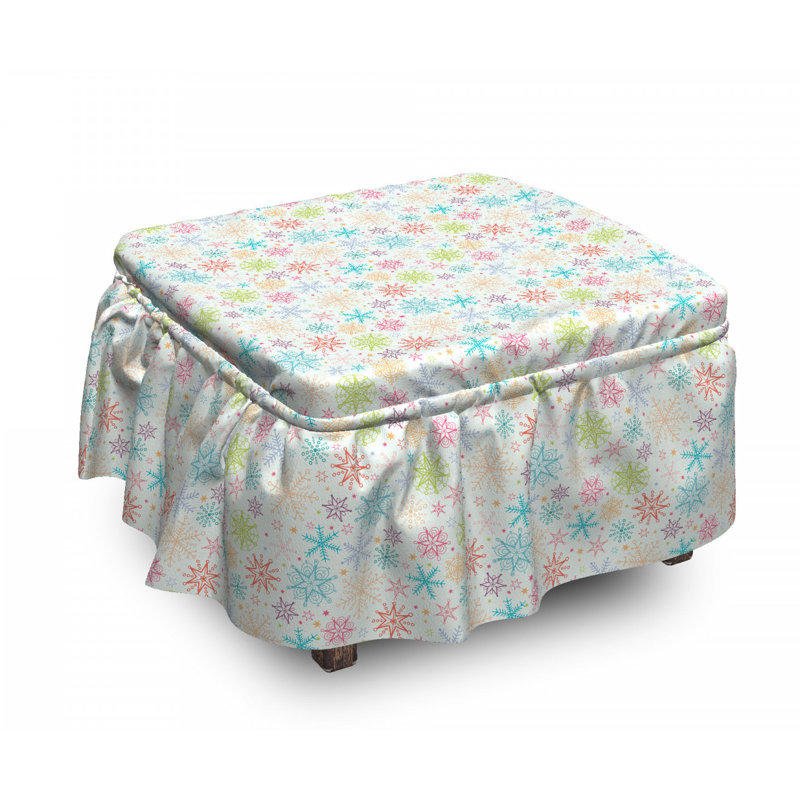 Ensemble de housse pour repose-pieds à coussin de boîte 2 pièces winter doodle snow