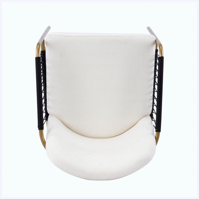 Modern Glam Upholstered Dining Chair with Gold Metal Frame & Beige Fabric Seat - Set of 2