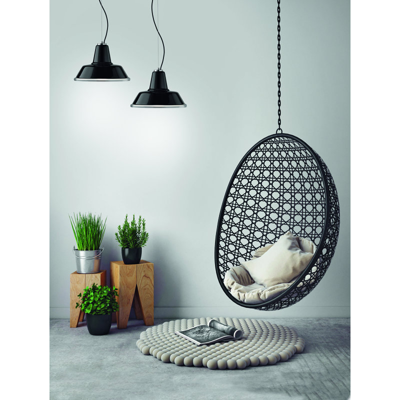 1 - Light Dome Pendant, Black, Chrome/Black