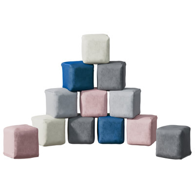 12Pcs Soft Plush Foam Blocks - Toddler Colorful Stacking Cubes
