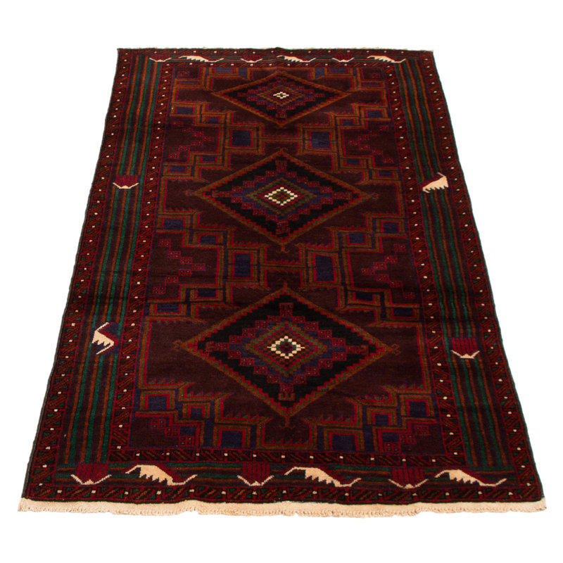 Tapis brun noué à la main 3 pi 9 po x 7 pi 2 po Teimani