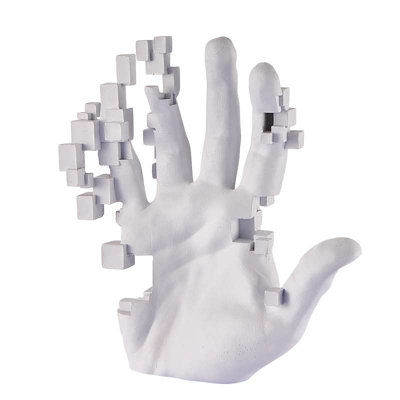 Pixel Hand Resin Sculpture