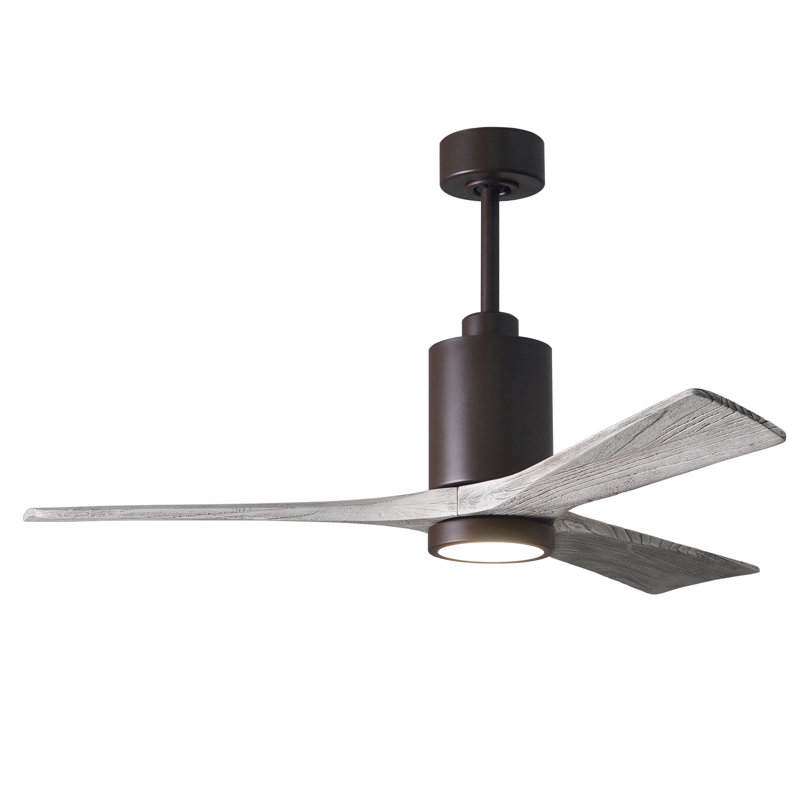 Patricia LED Downrod Ceiling Fan, Textured Bronze, Barn Wood, 52"