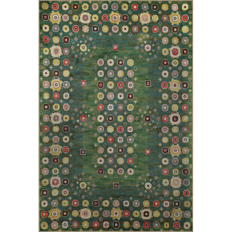 Tapis décoratif moderne à motif floral vert, Sous-tapis rectangulaire de 3 pi 3 po x 4 pi 11 po