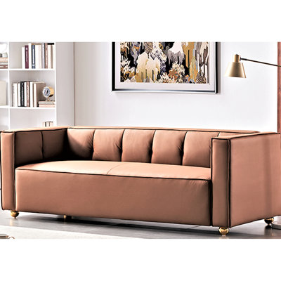 3 places avec dossier, 87 pouces de large, accoudoirs carrés, décor côtier et moderne, brun, assemblage sans effort pour les chambres d'adolescent, meubles de salon à dossier de 87 pouces de large, jeu facile