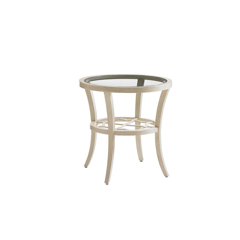 Elegant Ivory and Gold Quatrefoil 24" Round End Table