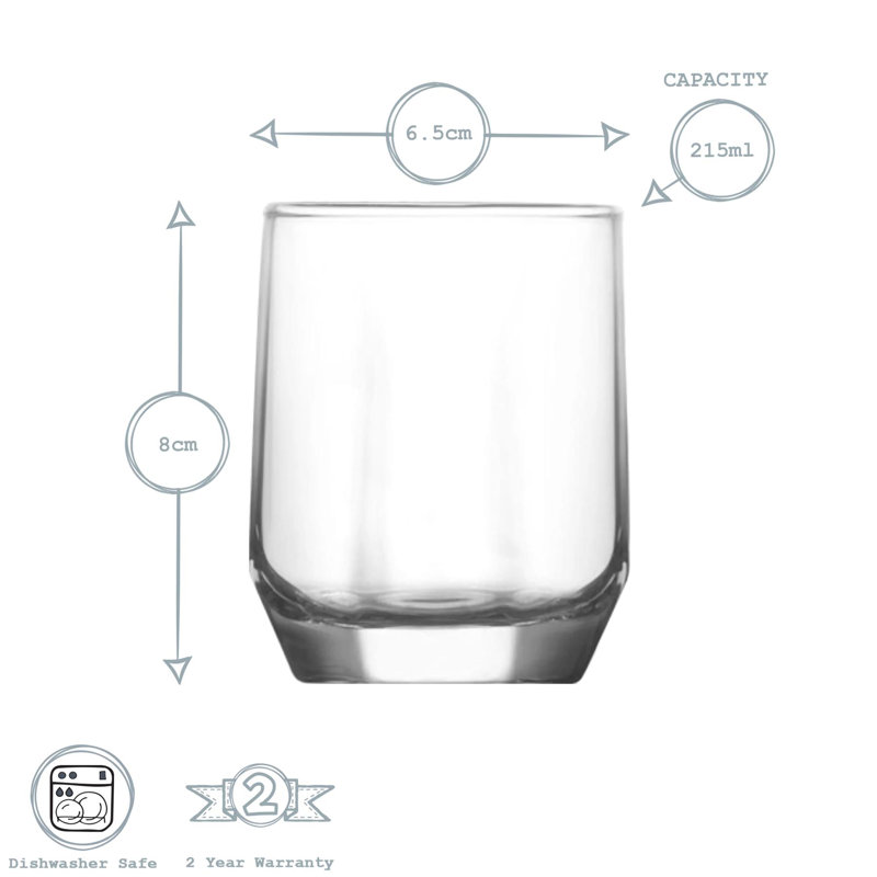 LAV - Diamond Tumbler Glasses, 12, 215ml