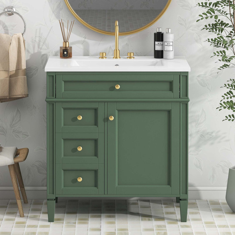 Meuble-lavabo de 30 po avec lavabo supérieur, Vert