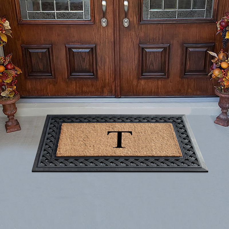 Grand tapis d'extérieur antidérapant en caoutchouc et fibre de coco 38 po x 23 po Azer, T
