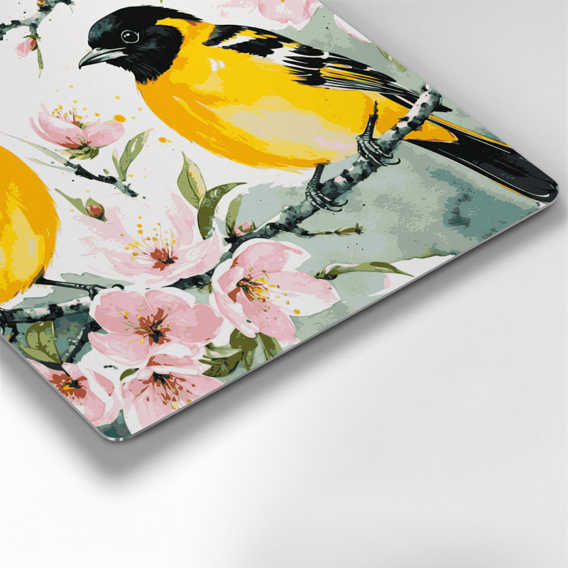 Oiseaux, art mural en métal beige, H 12 po x l 12 po