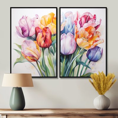 Collage de tulipes multicolores peintes