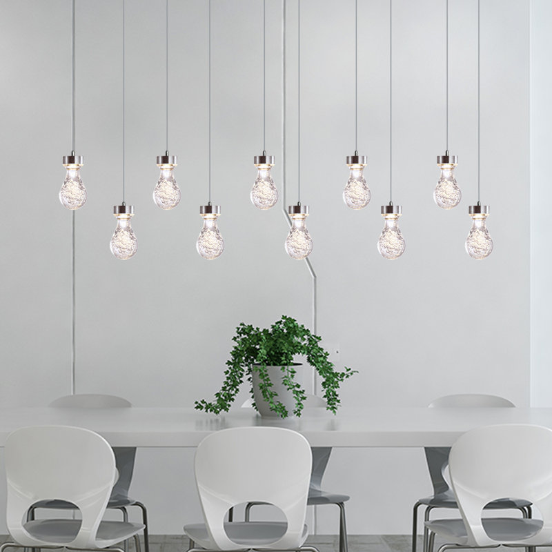 Luminaire suspendu grappe 10 lumières Atoka, Nickel