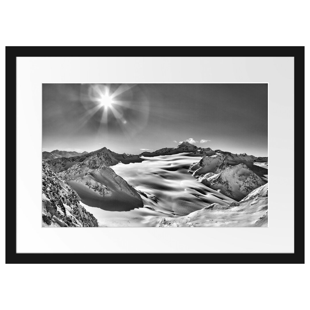 Gerahmtes Poster Winterlandschaft Schnee Sonne Wald