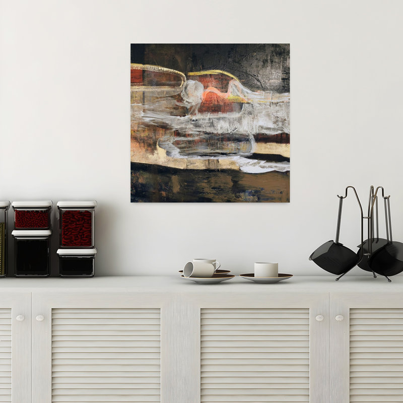Art mural contemporain "Monde perdu", H 18 po x l 18 po