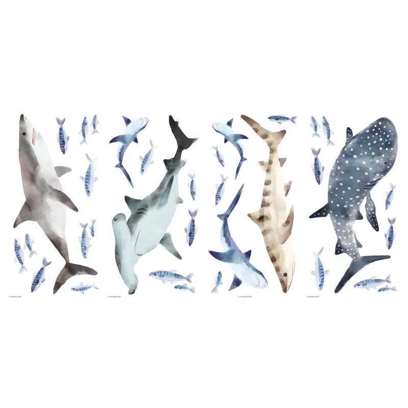 Décalcomanie murale colle et colle requins