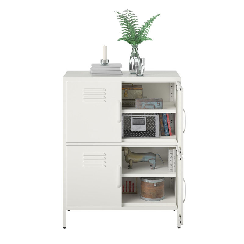 Buffet décoratif 4 portes Gioia Steel, Blanc doux