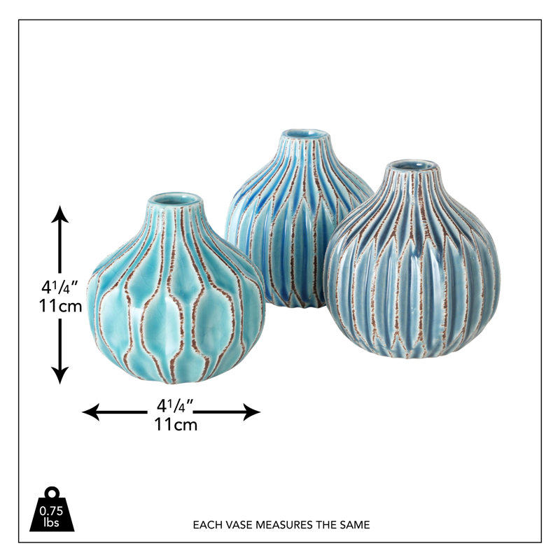 Handmade Stoneware Table Vase, Blue/White