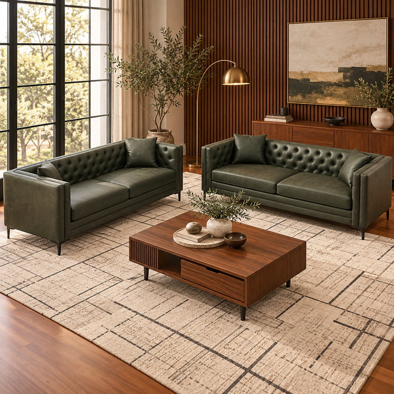 Castiglione Upholstered 83.5 " Fabric Sofa, Vert