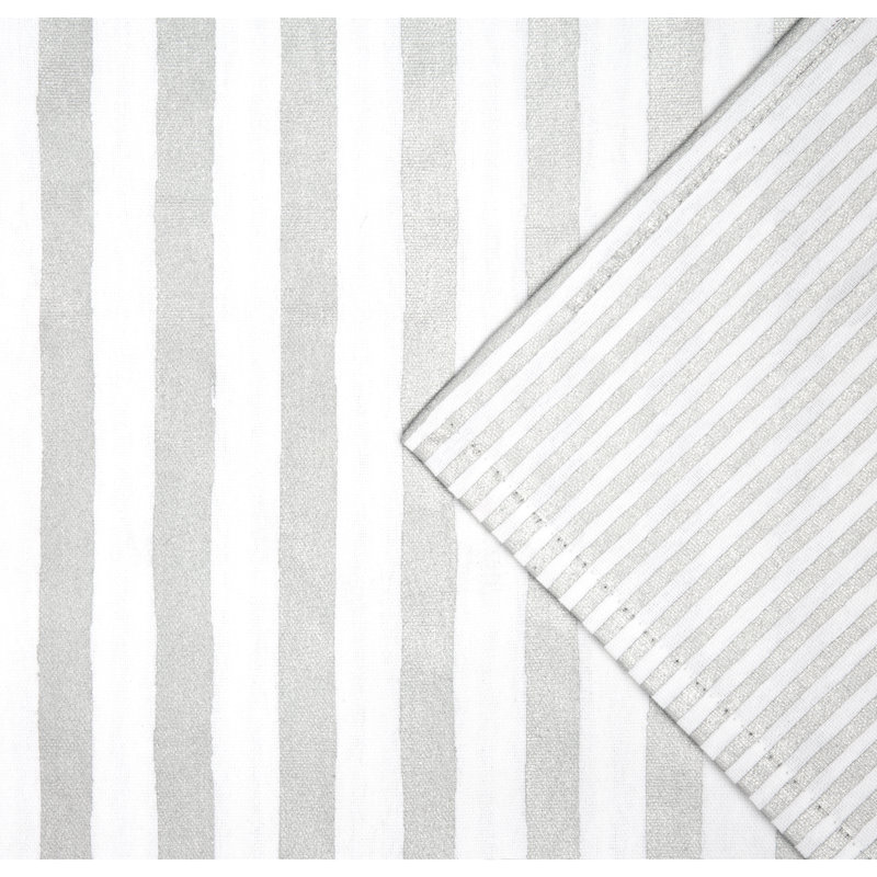 Striped Table Runnner, Silver/White