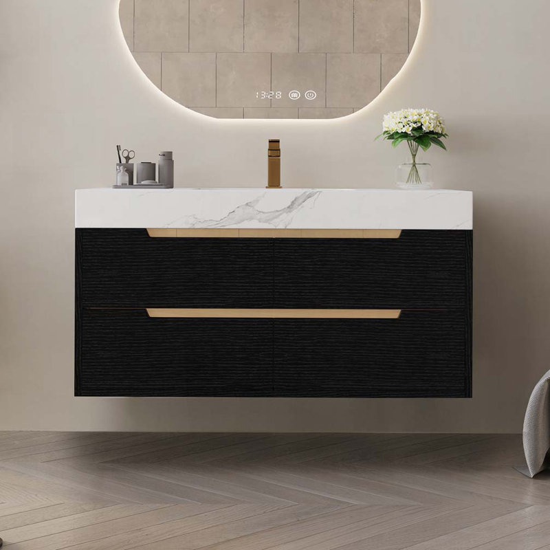 Bathroom Vanity with Undermount Sink, Black/White