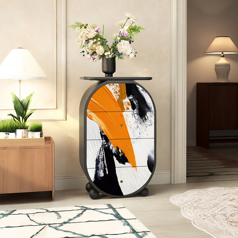 Commode abstraite en bois massif avec tiroirs de salon