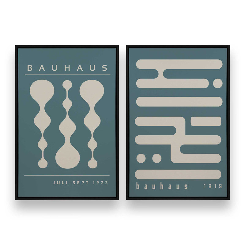 Ensemble rétro et rétro Bauhaus, Cadre flottant noir satiné, H 19 po x l 26 po