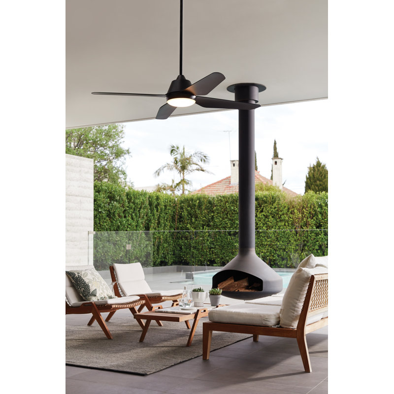 Aria 52in 4-Blades Indoor/Outdoor Ceiling Fan with Remote Control and Light, Black