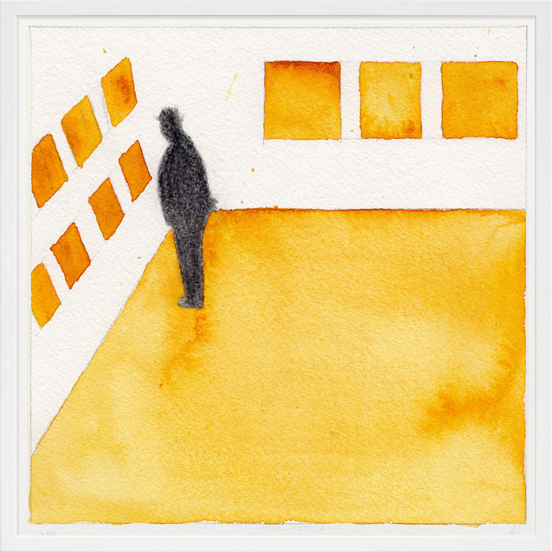Art Guy Painting by Simon Schneiderman, 36" H x 36" W, White Framed