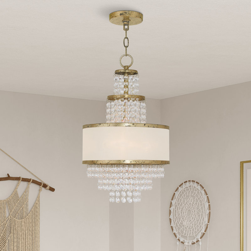 Lustre à niveaux 3 lumières Eshaa, Doré hivernal, H 23 po x l 13,75 po x P 13,75 po