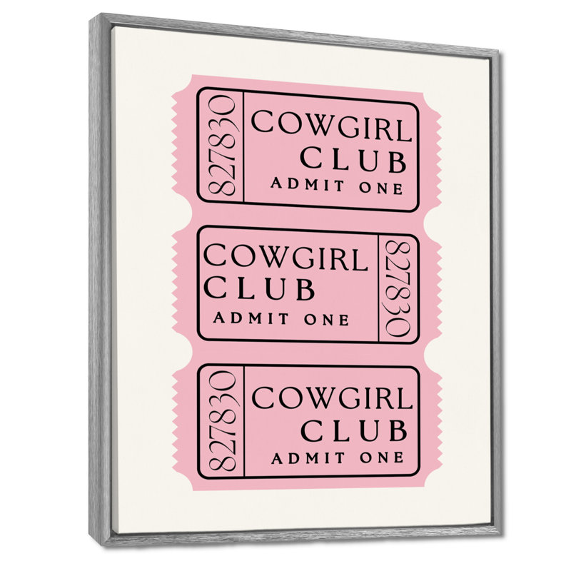 Cowgirl Club billets - Cowgirls, art mural, H 32 po x l 24 po x P 1 po, Toile argentée avec cadre flottant