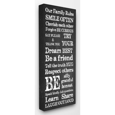 «Our Family Rules Learn Part Laugh Out Loud» par Daphne Polselli - reproduction d'art textuel