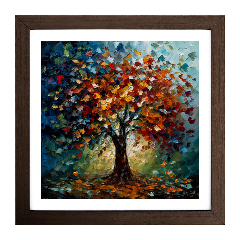 Tree Palette Knife Painting - Framed Print, Walnut