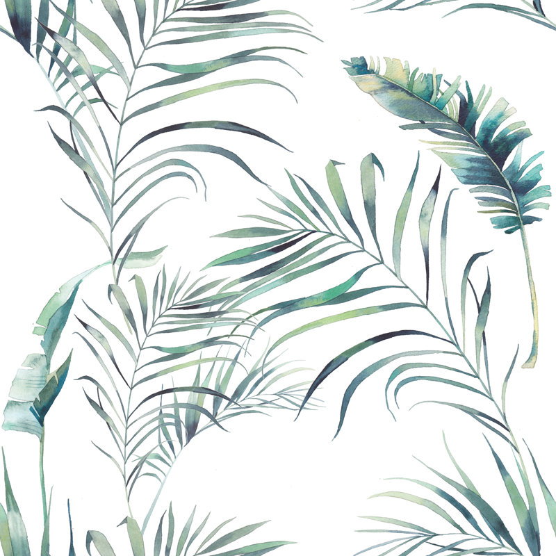 Papier peint floral avec feuilles, L 75,96 po x l 114 po