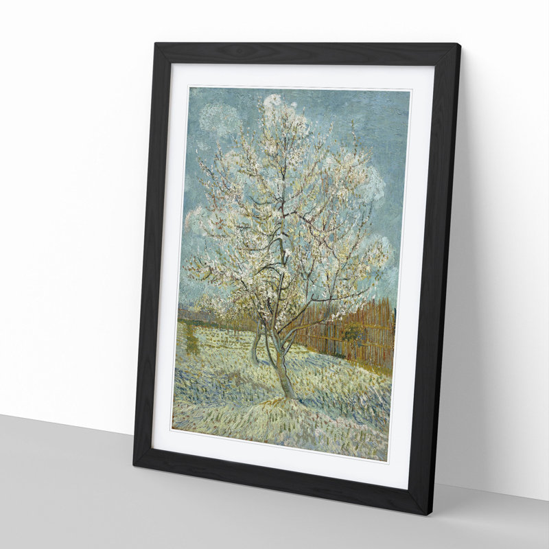 The Pink Peach Tree by Vincent Van Gogh - Picture Frame Painting Print on MDF, 65cm H x 48cm W x 2cm D, Black Framed