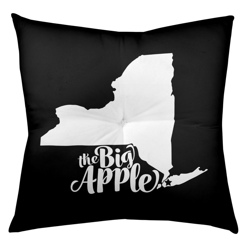 Coussin de sol touffeté big pomme ny, 26 po x 26 po, Noir