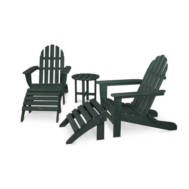 POLYWOOD Classic Adirondack 5-Piece Casual Set, Green