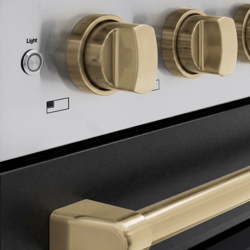ZLINE Autograph 48 in. 7 Element Paramount Induction Range with Black Matte Doors & Bronze Accents