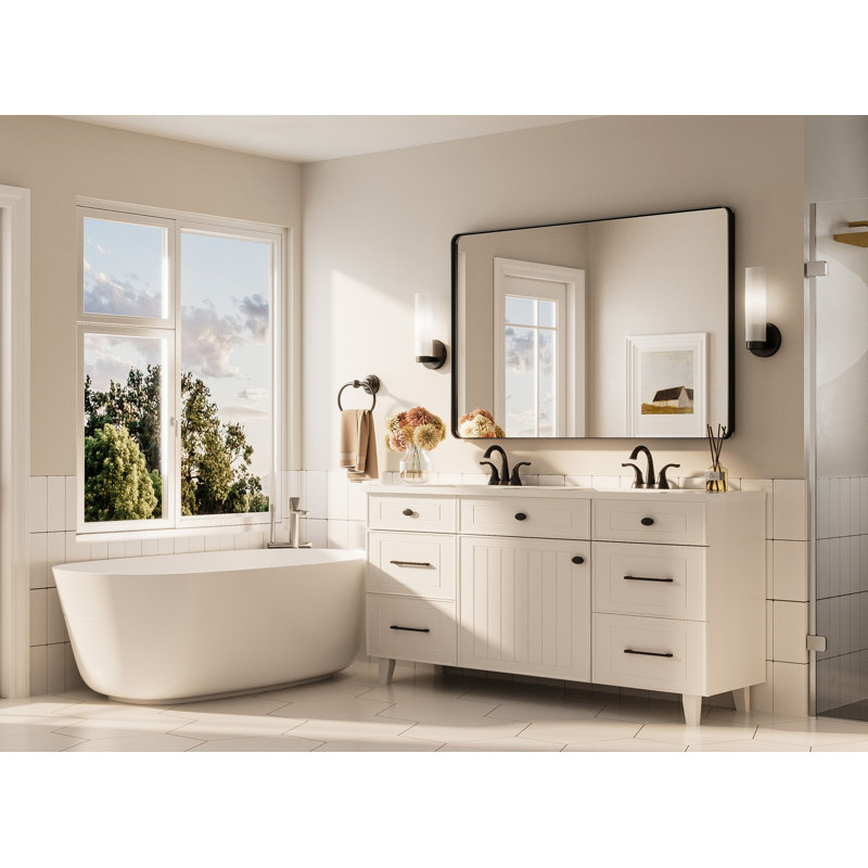 Bathroom Mirror with 1.2" Thick Aluminum Alloy Frame,Wall Mirror with Tempered Glass,Accent Mirror for Entryway,Dining Room,Bedroom