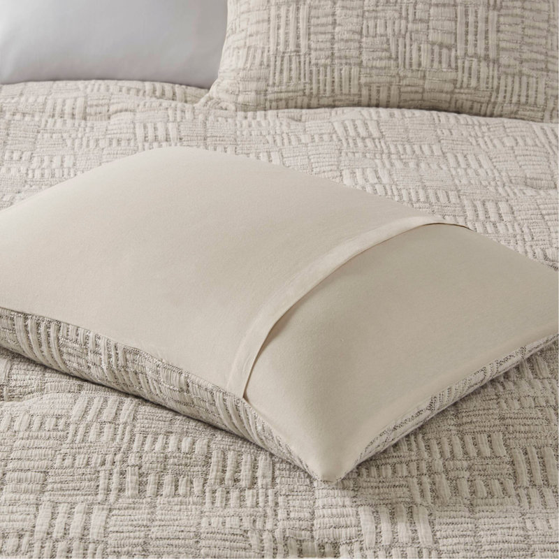 Ensemble 3 pièces d'édredon surdimensionné en coton matelassé pour lit double / grand, Beige